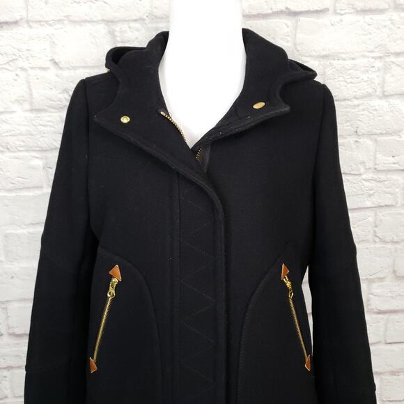 J. Crew Chateau Parka in Italian Stadium-cloth Wool Black Size 6 - Picture 3 of 14
